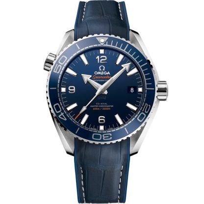 Omega Seamaster Planet Ocean 600M 43,5 mm, stalowy na skórzanym pasku z gumową podszewką 215.33.44.21.03.001