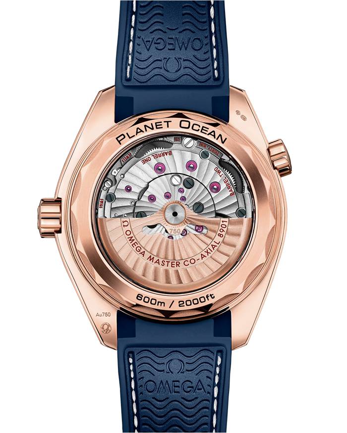 Omega Seamaster Planet Ocean 600M 43,5 mm, złoty Sedna™ na skórzanym pasku z gumową podszewką 215.63.44.21.03.001 - obrazek 2