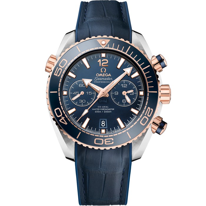 Omega Seamaster Planet Ocean 600M 45,5 mm, stal - złoto Sedna™ na skórzanym pasku z gumową podszewką 215.23.46.51.03.001