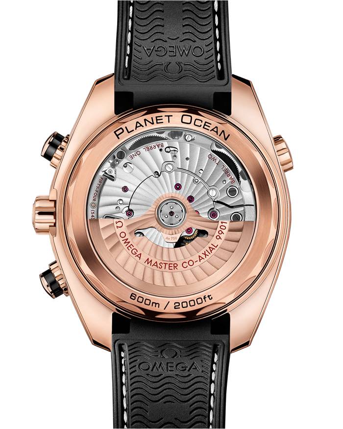 Omega Seamaster Planet Ocean 600M 45,5 mm, złoto Sedna™ na skórzanym pasku z gumową podszewką 215.63.46.51.01.001 - obrazek 2