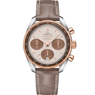 Omega Speedmaster 38 38 mm, stal - złoto Sedna™ na skórzanym pasku 324.23.38.50.02.002