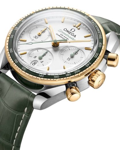 Omega Speedmaster 38 38 mm, stal - żółte złoto na skórzanym pasku 324.23.38.50.02.001 - obrazek 2