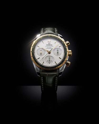 Omega Speedmaster 38 38 mm, stal - żółte złoto na skórzanym pasku 324.23.38.50.02.001 - obrazek 4