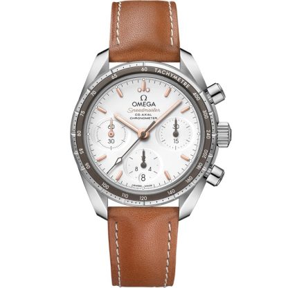 Omega Speedmaster 38 38 mm, stalowy na skórzanym pasku 324.32.38.50.02.001