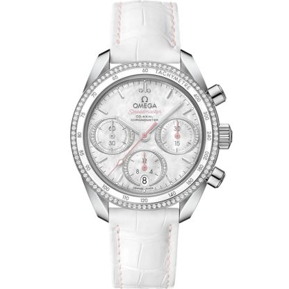 Omega Speedmaster 38 38 mm, stalowy na skórzanym pasku 324.38.38.50.55.001