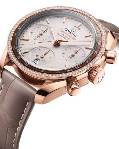 Omega Speedmaster 38 38 mm, złoto Sedna™ na skórzanym pasku 324.68.38.50.02.003 - obrazek 4