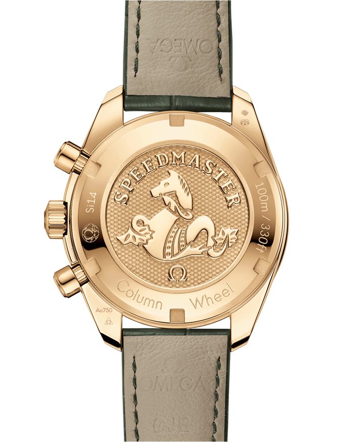 Omega Speedmaster 38 38 mm, żółte złoto na skórzanym pasku 324.63.38.50.02.004 - obrazek 2