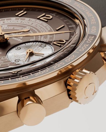 Omega Speedmaster Chronoscope 43 mm, brązowe złoto na skórzanym pasku 329.92.43.51.10.001 - obrazek 3