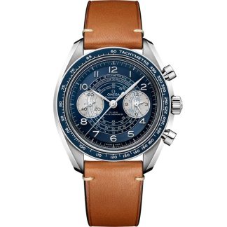 Omega Speedmaster Chronoscope 43 mm, stalowy na skórzanym pasku 329.32.43.51.03.001