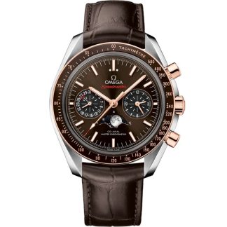 Omega Speedmaster Moonphase 44.25 mm, stal - złoto Sedna™ na skórzanym pasku 304.23.44.52.13.001