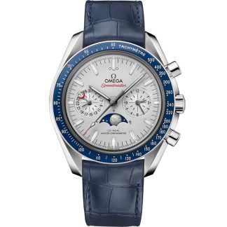 Omega Speedmaster Moonphase 44,25 mm, platyna na skórzanym pasku 304.93.44.52.99.004