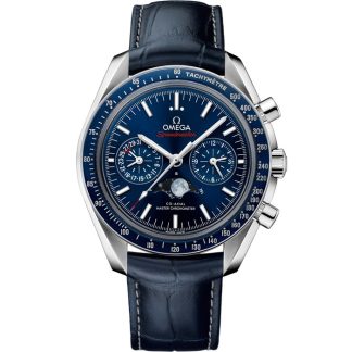 Omega Speedmaster Moonphase 44,25 mm, stalowy na skórzanym pasku 304.33.44.52.03.001