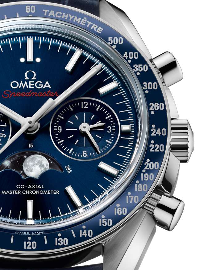 Omega Speedmaster Moonphase 44,25 mm, stalowy na skórzanym pasku 304.33.44.52.03.001 - obrazek 3