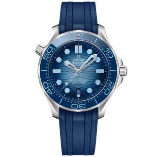 Omega Summer Blue Seamaster Diver 300M 42 mm, stalowy na gumowym pasku 210.32.42.20.03.002
