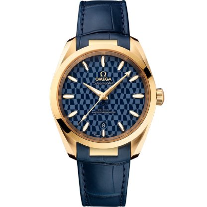 Omega Tokyo 2020 Seamaster Aqua Terra 150M 38 mm, żółte złoto na skórzanym pasku 522.53.38.20.03.001